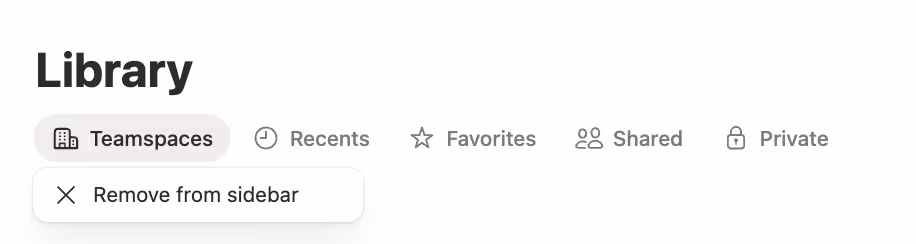 Library remove from sidebar