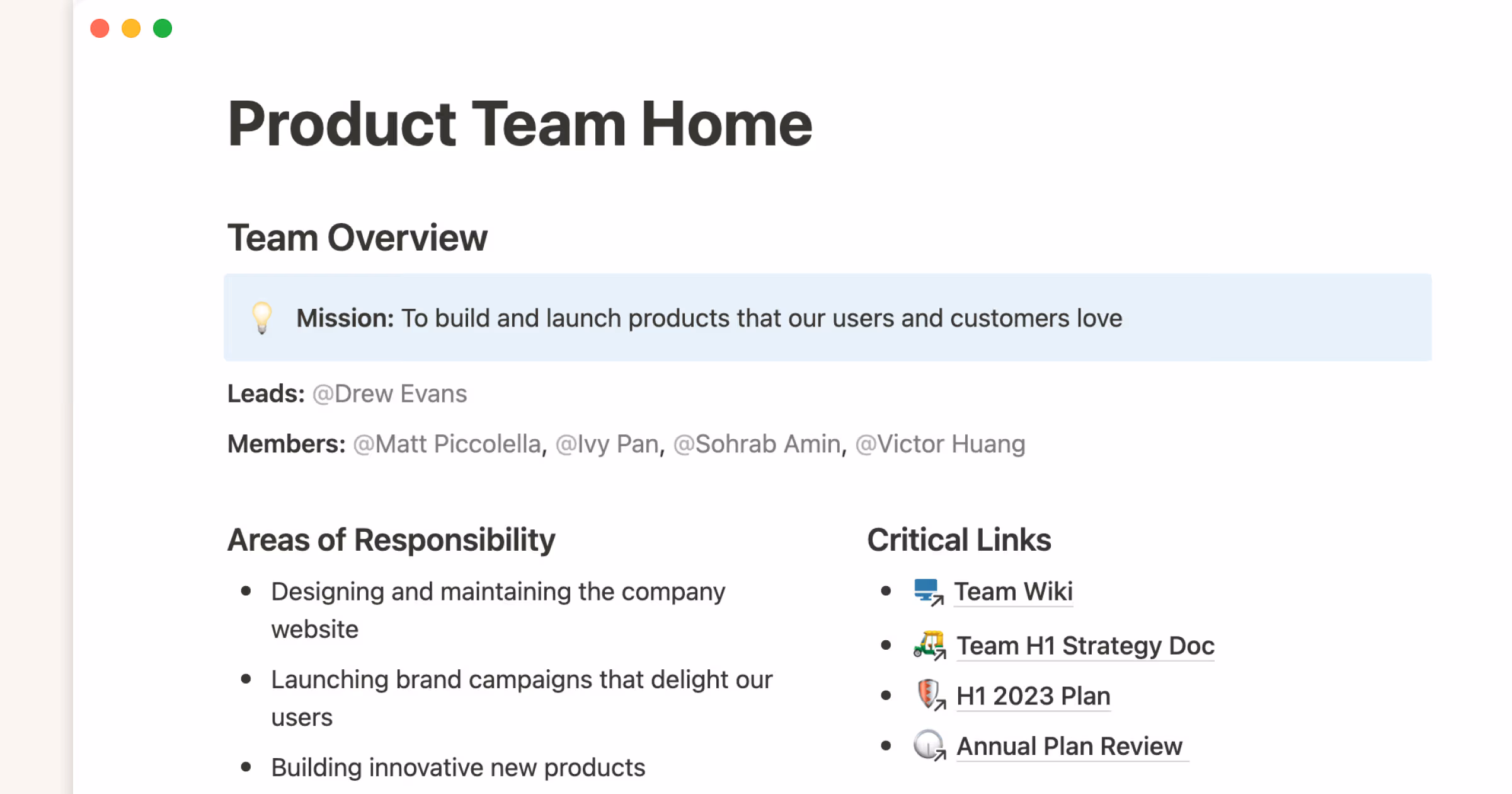 Notion product team OS templates