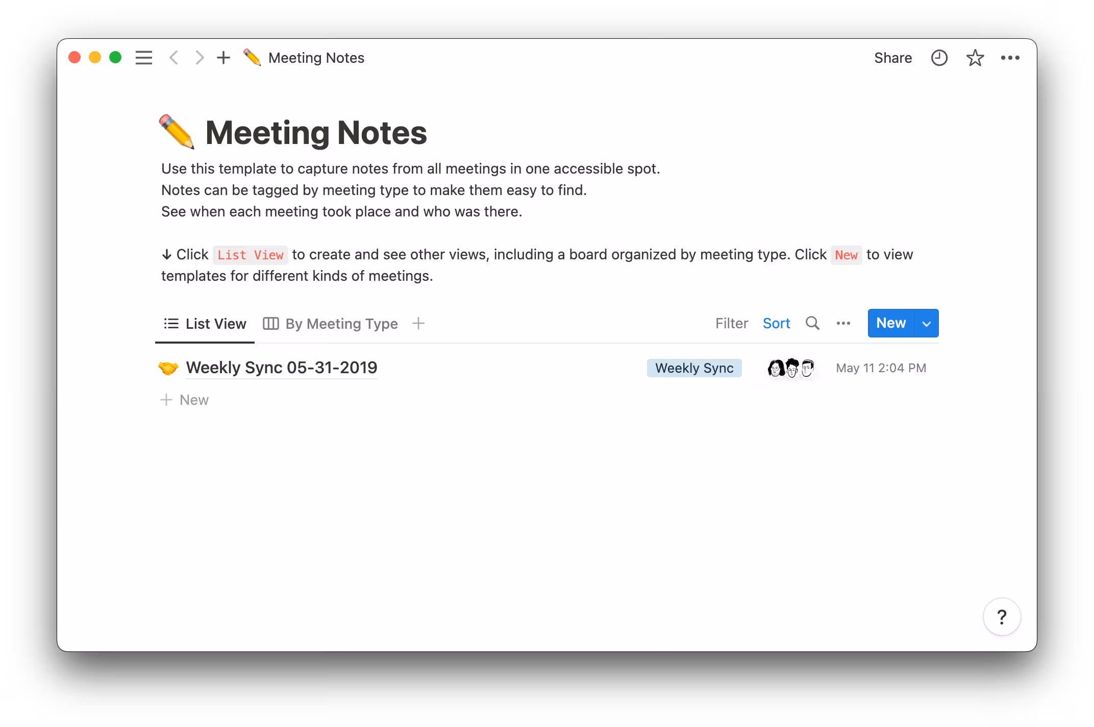 meeting notes template