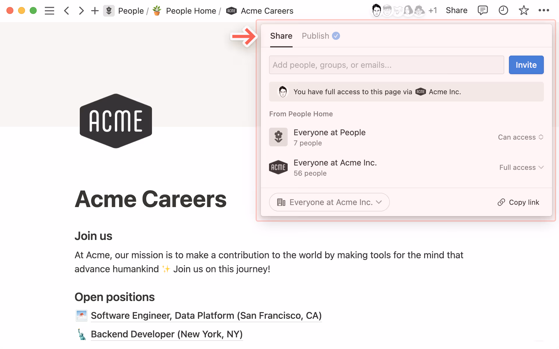 Sharing & permissions - share menu