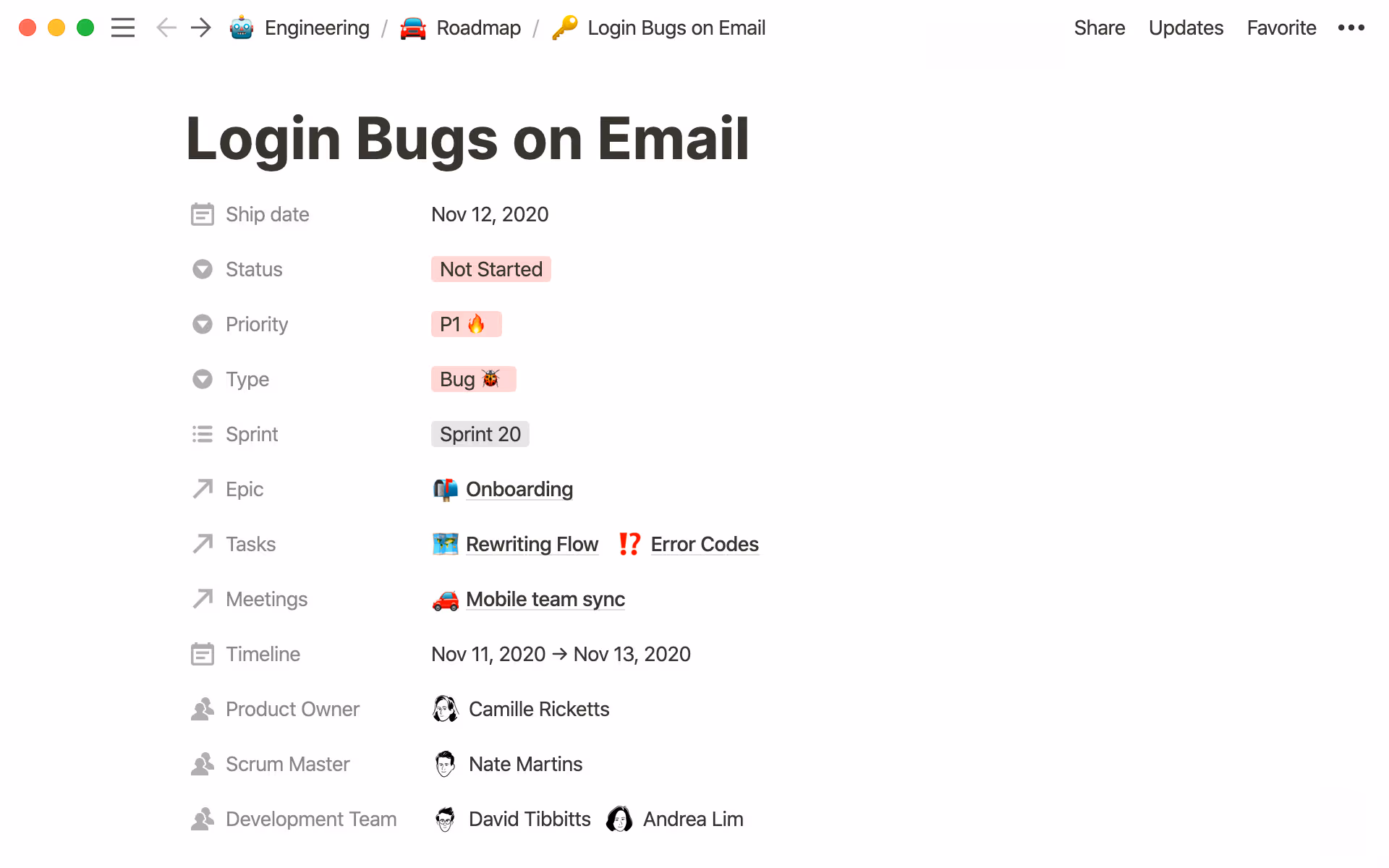 Pages in Notion can hold all your team’s roles and responsibilities.