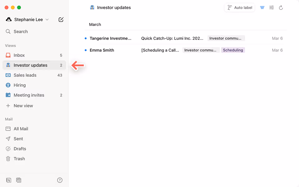 Keep emails that matter to you in their own views
