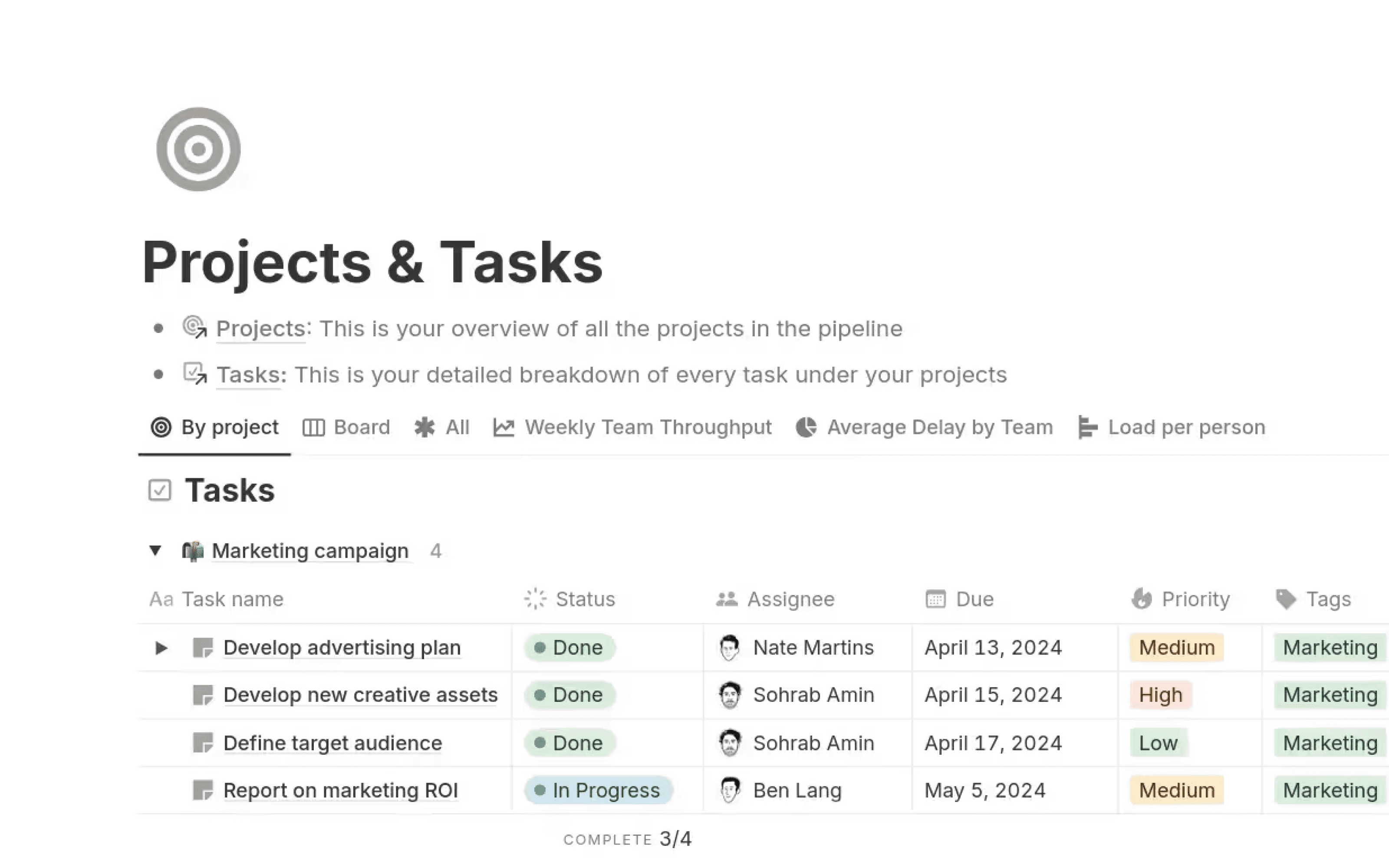 Top Notion templates for project tracking and task management