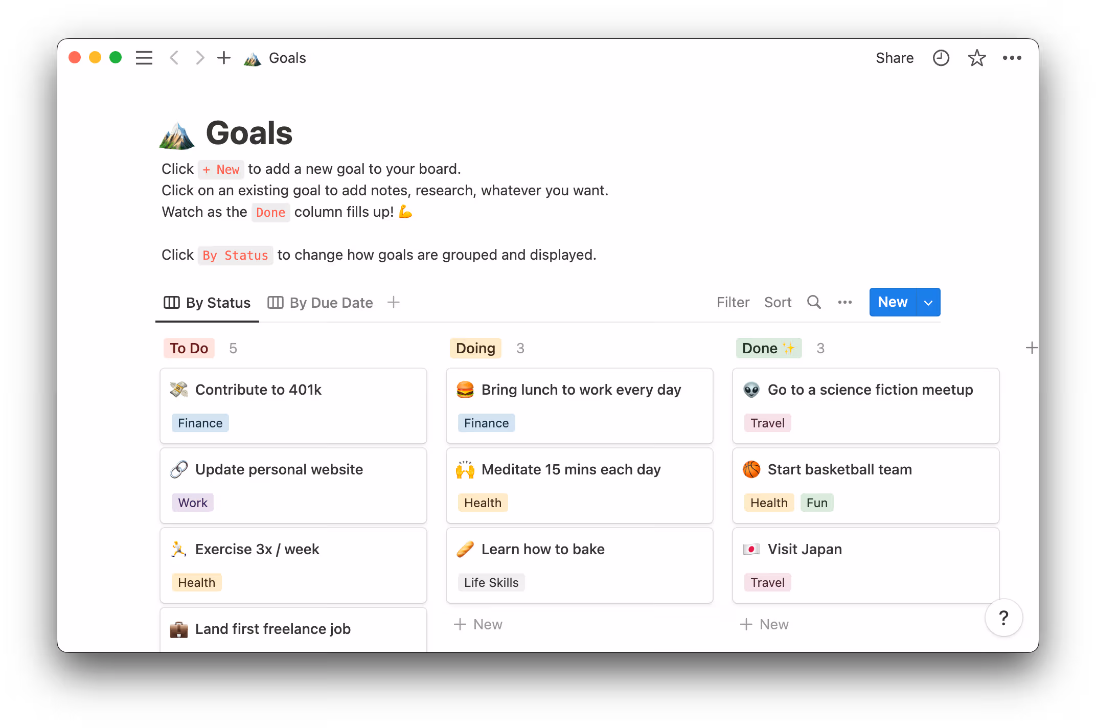 goals notion template