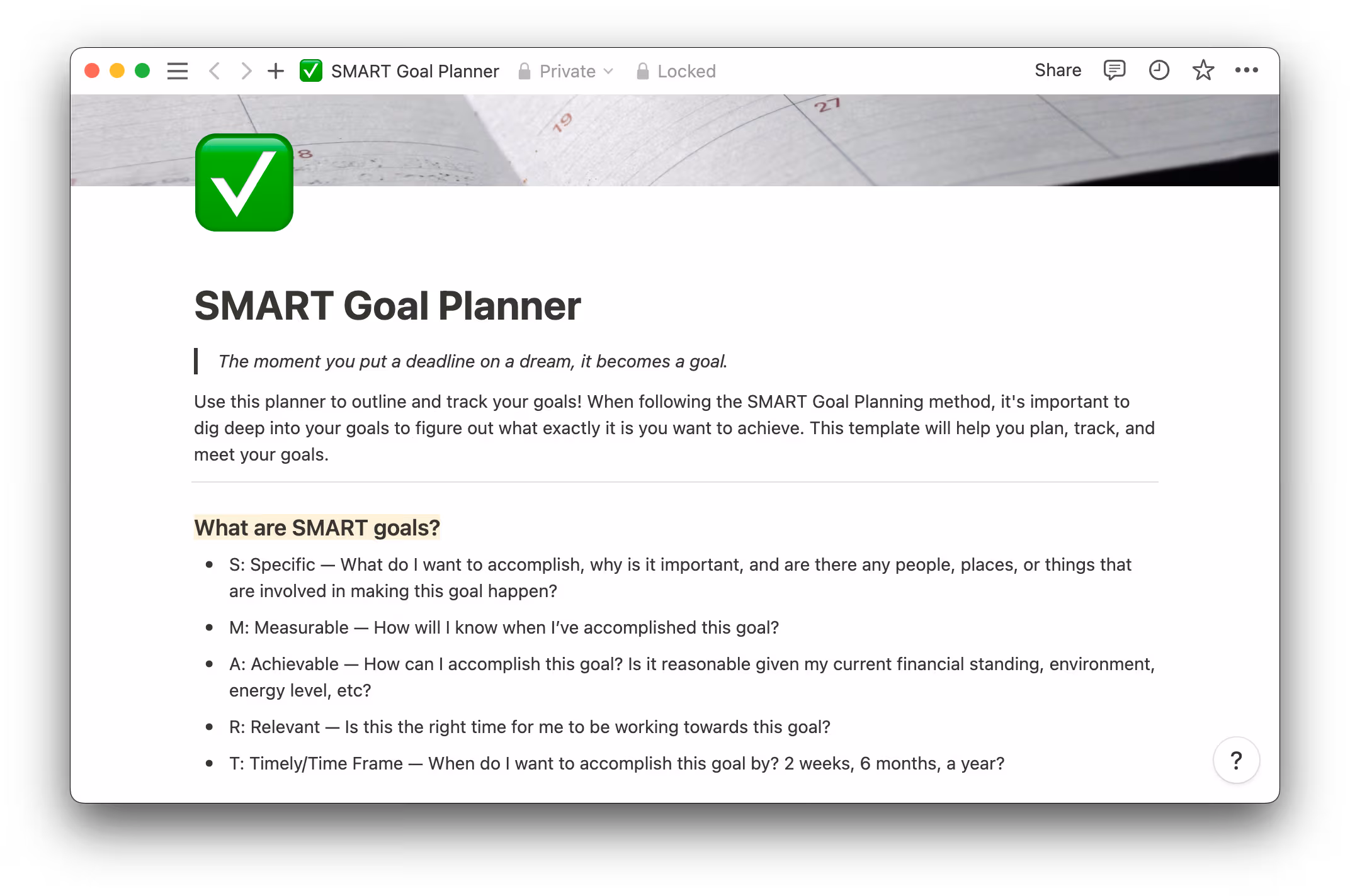 smart goal planning
