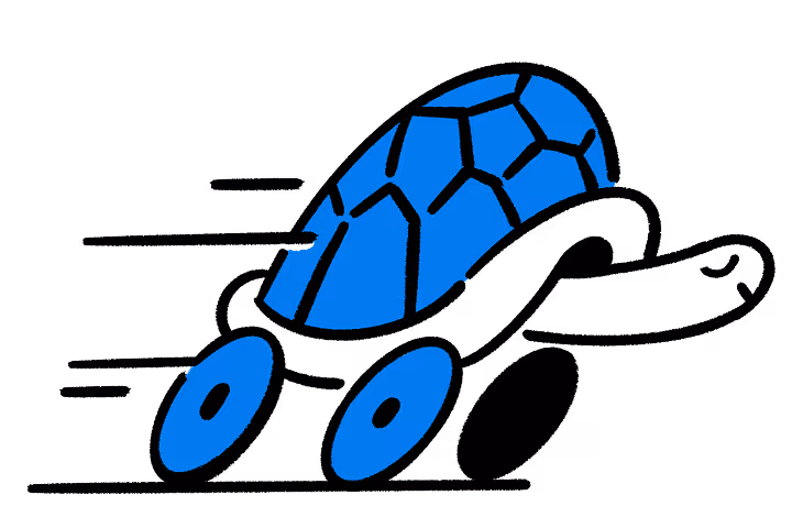 Illustration of a speeding tortoise