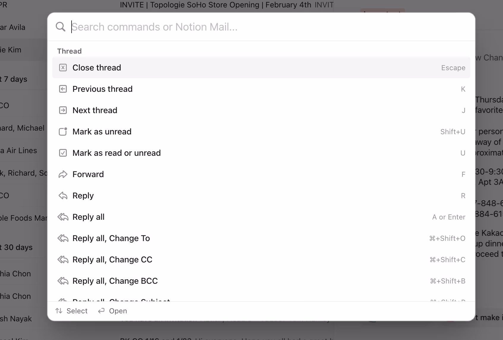 hc: notion mail shortcuts