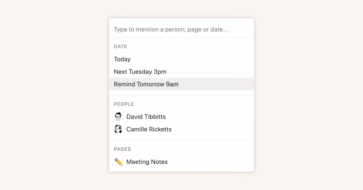 Reminders & @mentions