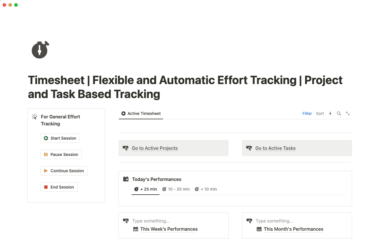 effort tracking template