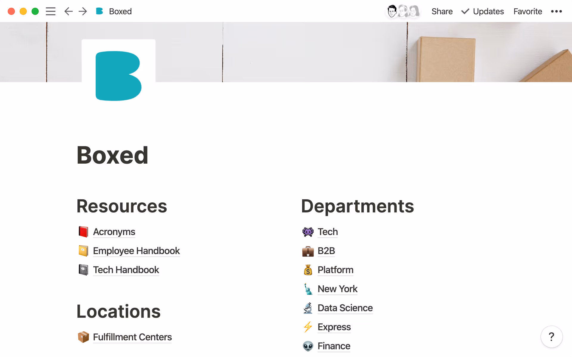 Boxed’s wiki unites all its team’s work and workflows.