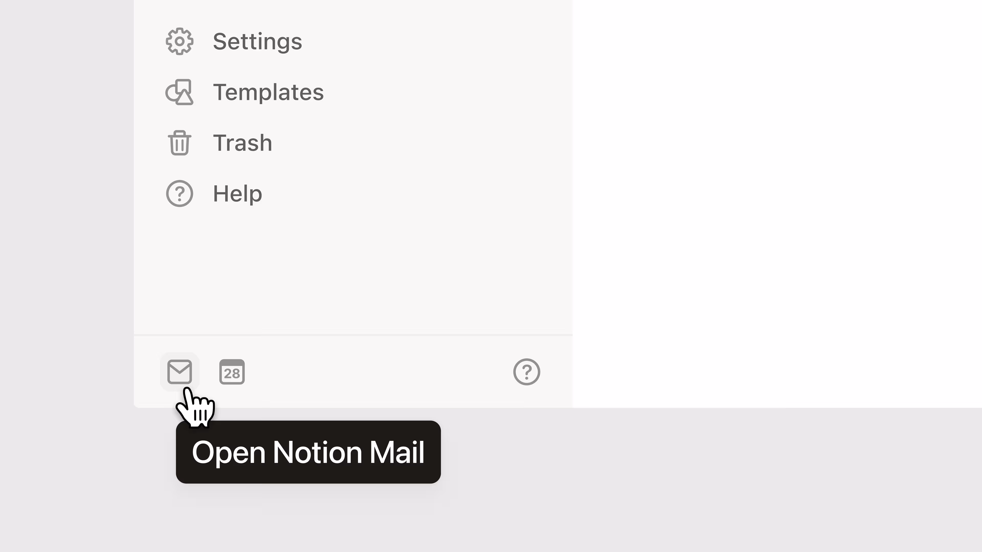 hc: notion mail sidebar entry point