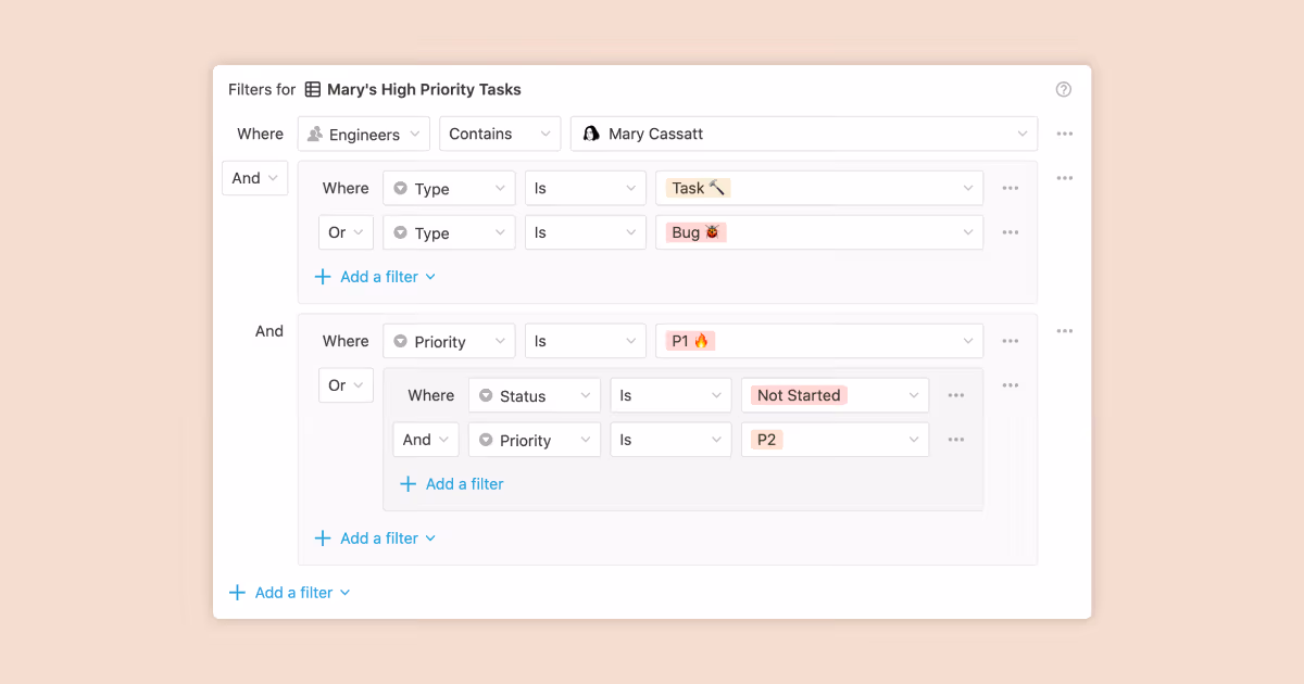 Using advanced database filters